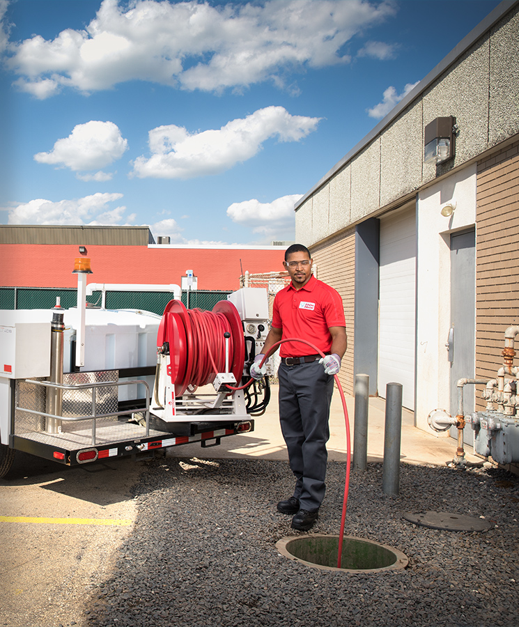 Zoom Drain Employee Working